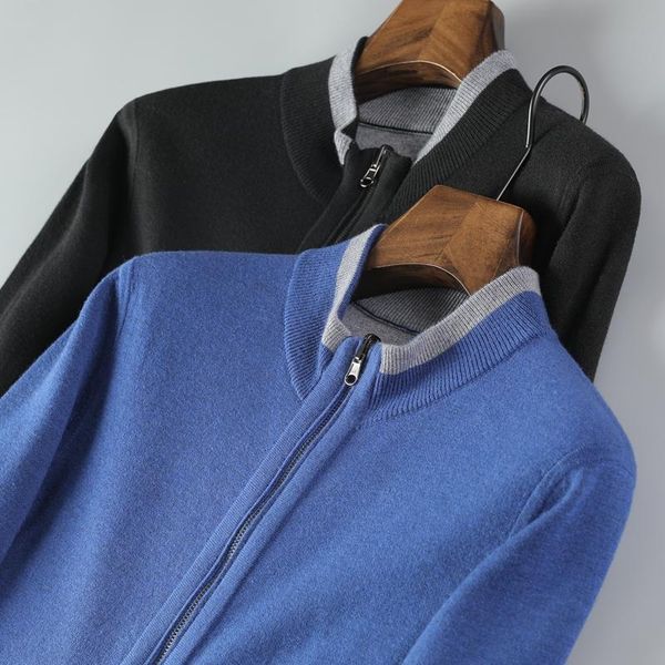 

men's jackets high-end wear two-sided wool collar jacket autumn and winter 2021 slim long-sleeved knitted, Black;brown