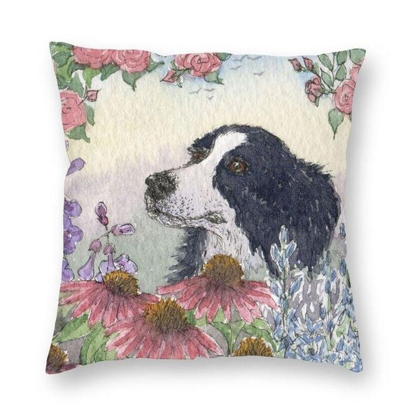 

cushion/decorative pillow cute border collie dog flower cushion cover 40x40cm home decor printing animal pet throw for sofa double side