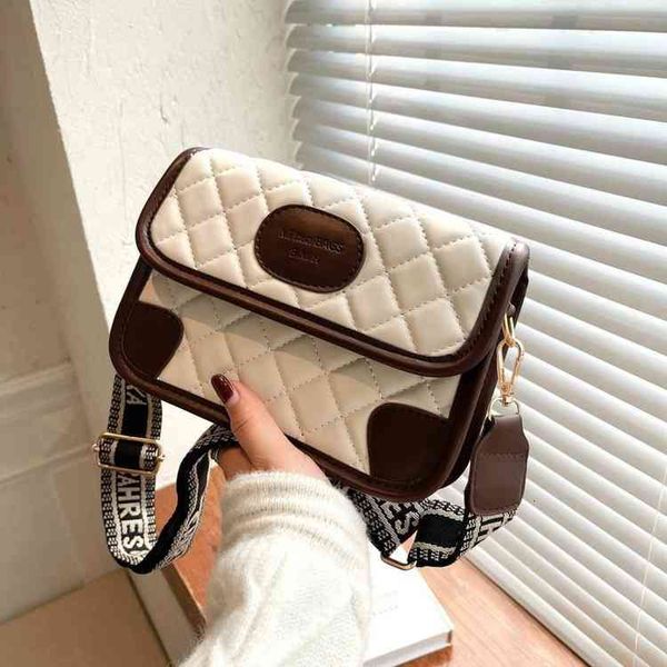 

bags handbags wallets 2021 autumn and winter popular korean fashion color matching lingge small square simple broadband messenger women&#039, Black;red