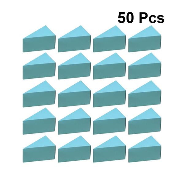 

50pcs triangle cake boxes creative candy box practical sugar gift container lovely presents cases for home party (sky-blue)