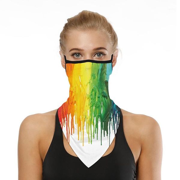 

cycling caps & masks outdoor print seamless magic scarf ear hook sports neck tube face riding scarves windproof uv protection gaiter bandana, Black