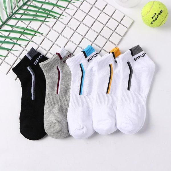 

men's socks spring summer cotton solid color musiness for men boat 5 pairs, Black