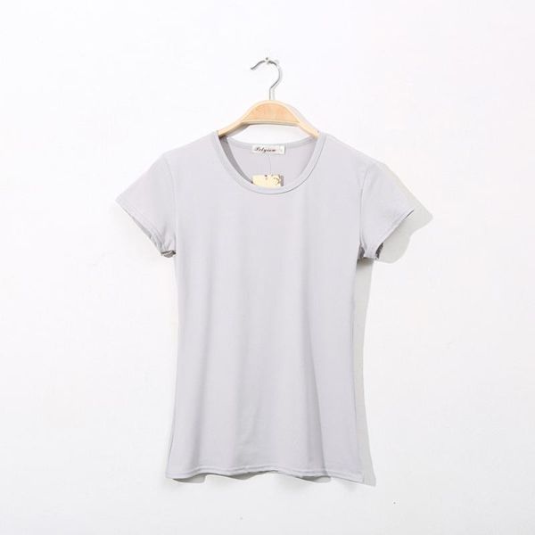 

solid color short-sleeved t-shirt women's round neck slim foreign trade women base shirt, White
