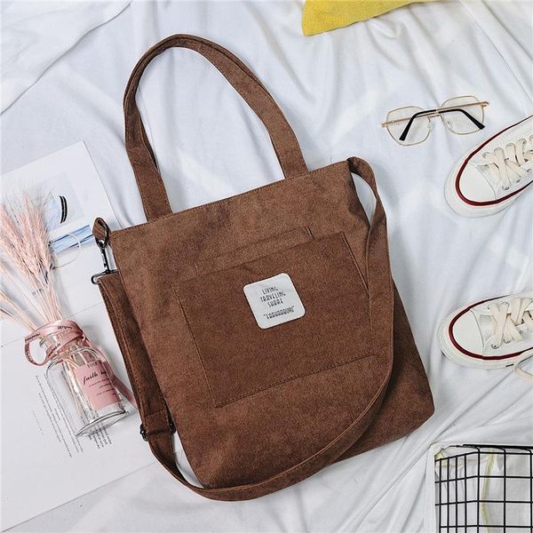 

waist bags women warm corduroy tote ladies casual canvas shoulder bag soft crossbody beach striped cloth female handbag books