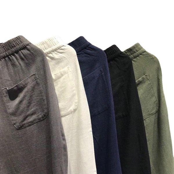 

men's shorts man's knee cotton and linen casual loose breathable tai chi for men sweat street wear running anime pants, White;black