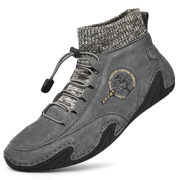 

2022 winter plus size man sneakers leather casual fashion ankle soft snow men boots, Black