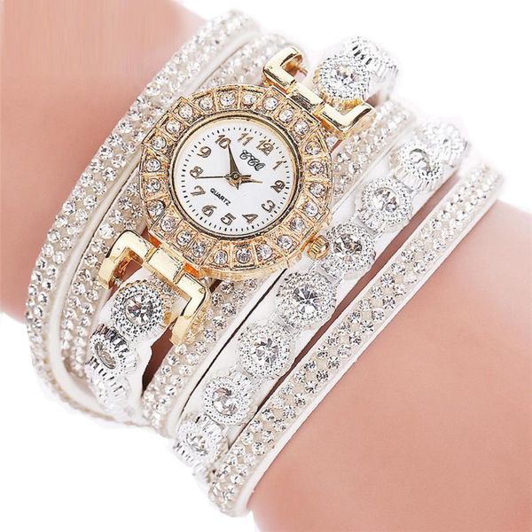 

wristwatches women's drilling small head wrapping bracelet watch fashion casual simulation quartz rhinestone 50%, Slivery;brown