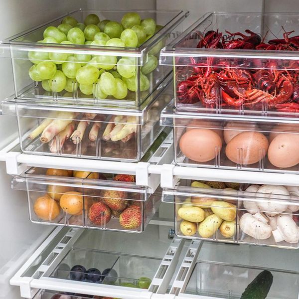 

storage bottles & jars 1/4/8 compartment multi-function refrigerator drawer box organizer bin transparent fridge containers