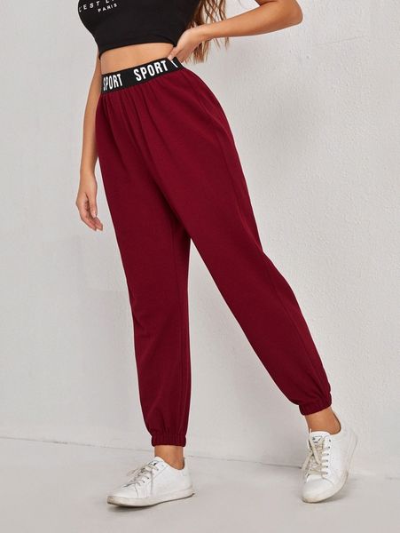 

letter tape waist joggers 93vj#, Black;white