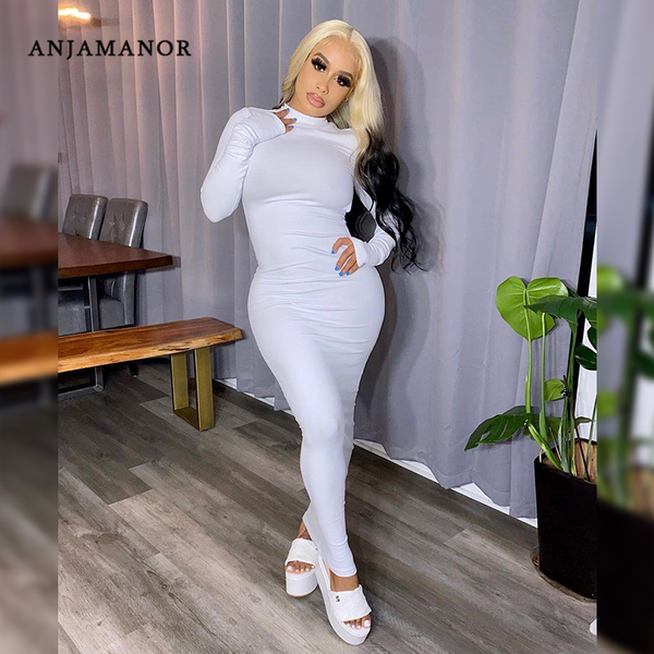

backless maxi dress fall winter 2021 women clothing party club black long sleeve bodycon pencil dresses d13-cc32, Black;gray