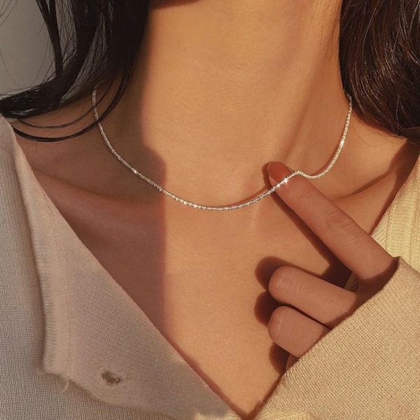 

chains fashion silver gold color chain choker necklaces for women girls simple trendy vintage female necklace jewelry gift bijoux femme