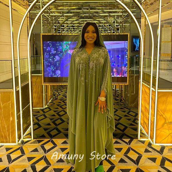 

casual dresses african dress with hood for woman chiffon fabric fix rhinestone and beading craft 2021 fashion robe lady, Black;gray