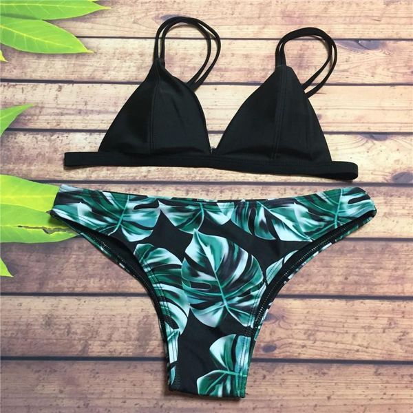 

women's swimwear women triangle padded bikini set femme monokini summer 2021 printed swim wear swimming suits brazilian maillot de bain, White;black
