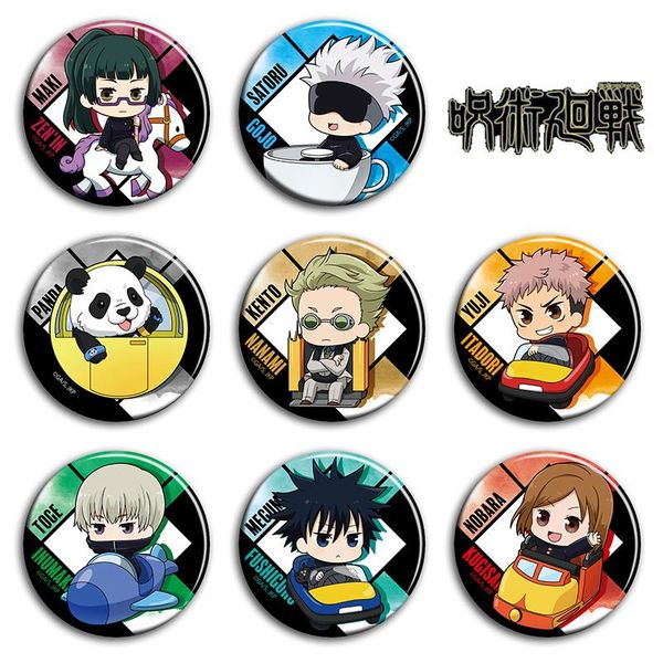 

pins, brooches jujutsu kaisen anime badges itadori yuji fushiguro megumi 58 mm brooch pins metal iron button, Gray