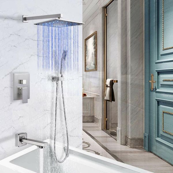 

new style bathroom stainless steel shower kit household multifunctional 12-inch led rain wall-mounted shower nozzle