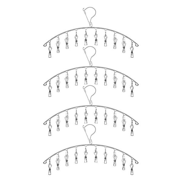 

clothes hanger with 10 clips, stainless steel, windproof, for drying socks,clothes, pants, and gloves, set of 4