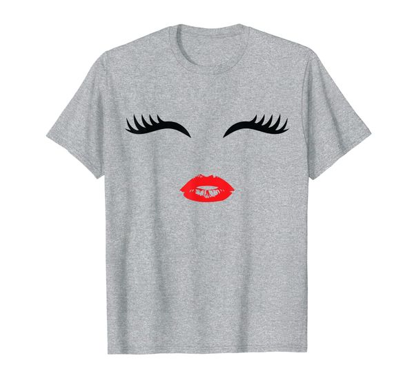 

women's summer cute eyelash lip print tshirt t-shirt, White;black