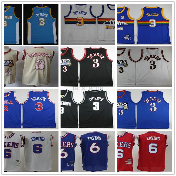 

mens retro vintage classic 2000 2001 georgetown hoyas allen 3 iverson jersey julius 6 erving ncaa college ben 25 simmons basketball jerseys, Black;red