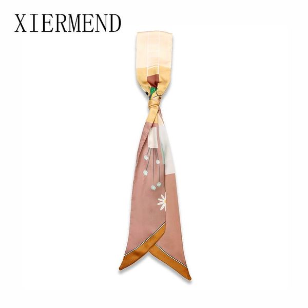 

scarves 2021 sprin aumtumn summer small strip korea style belt tied hair band ribbon with scarf women, Blue;gray