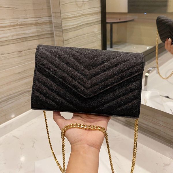

classic calfskin women's envelope bags shoulder chain bag soft feel silver hardware multi compartment super practical