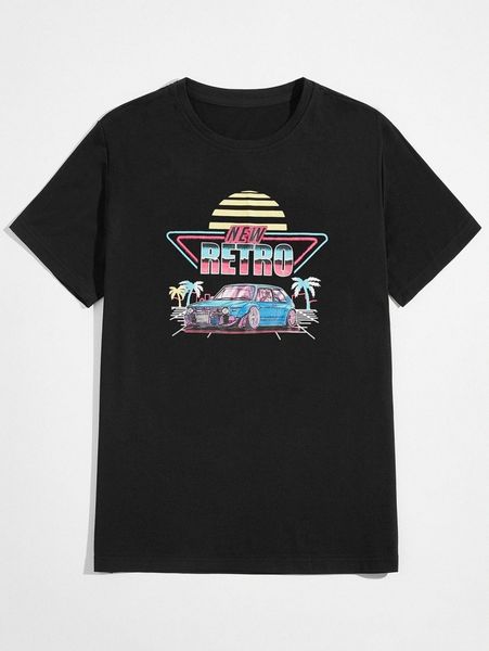 

romwe guys car letter graphic tee o9he#, White;black