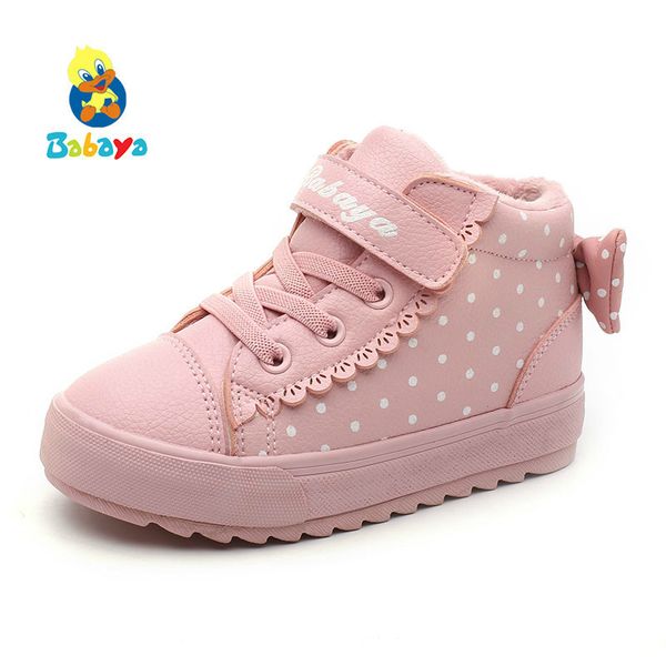 Crianças sapatos menina inverno novo aumento para baixo espessamento sapatos casuais proteger botas de algodão de neve de inverno quente 210306