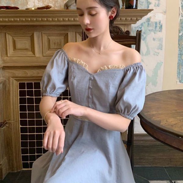 

2021 new vintage french retro sleeve chiffon summer korean hepburn style elegant women 6v9e xlt8, Black;gray