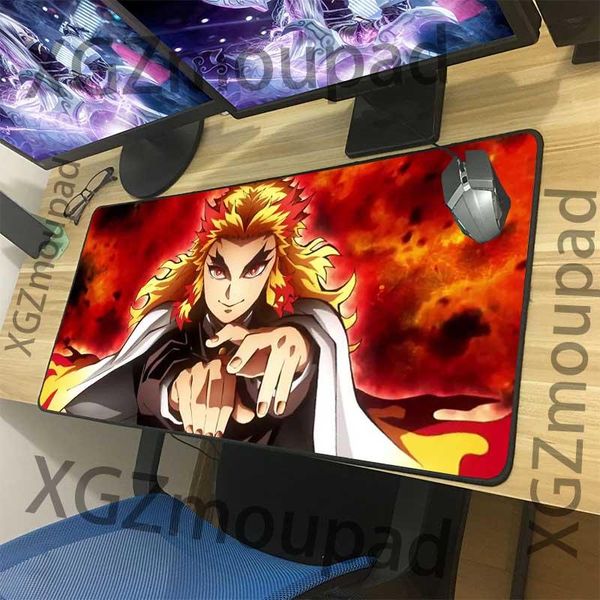 

mouse pads & wrist rests xgz anime large pad black exquisite lock edge demon slayer kimetsu no yaiba computer desk mat non-slip 900x400/600x