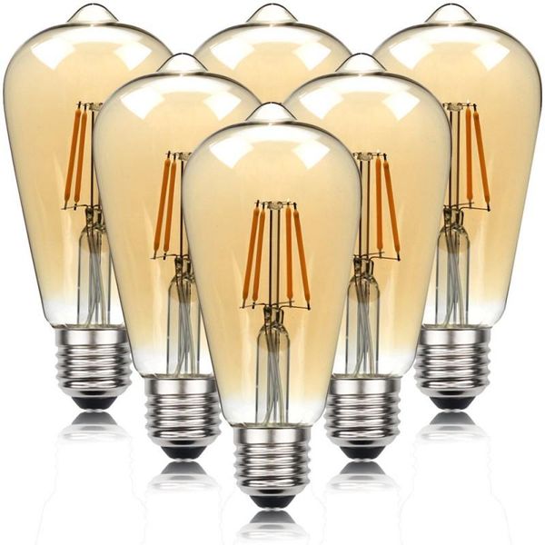 

bulbs 10pcs/lot st64 4w 6w 8w edison led filament bulb lamp 220v e27 vintage antique retro ampoule replace incandescent light