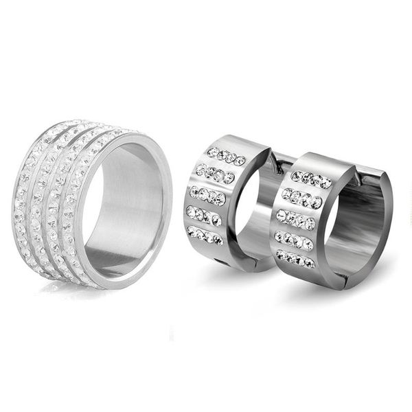 

earrings & necklace austria crystal clear stainless steel ring set fashion engagement wedding jewelry sets, Silver