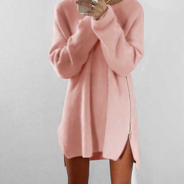 

women sweater winter keep warm pullover o-neck solid color zipper comfortable long sleeves shirt kobieta swetry women's sweaters, White;black