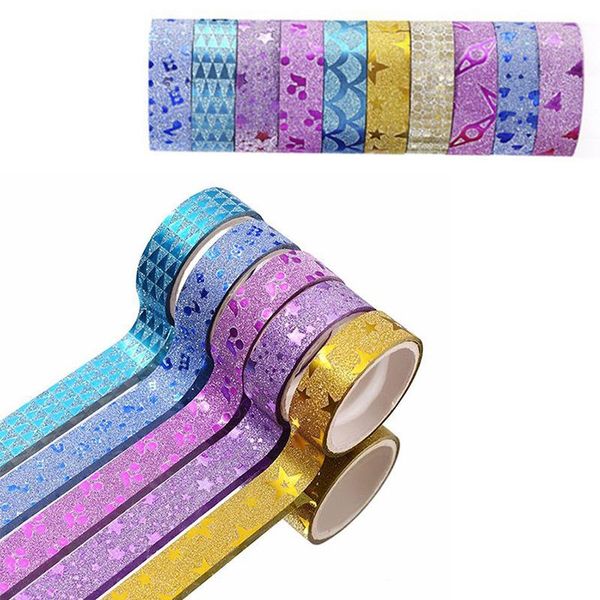 

gift wrap 10pcs multifunction washi tape school supplies glitter sticky paper diary label diy scrapbooking decor crafts