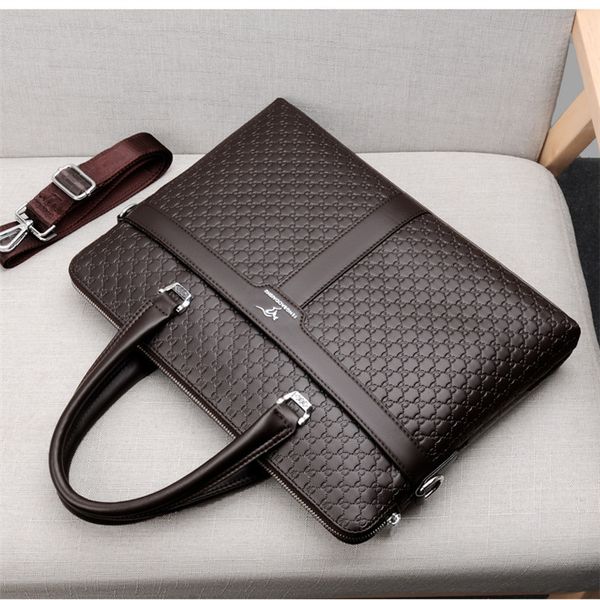 

factory wholesale leather men brand shoulder bag large horizontal joker computer handbag european and american embossed leathers business br