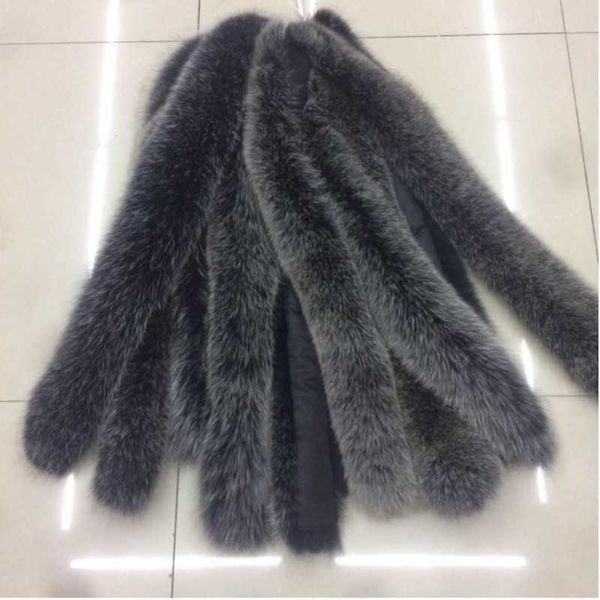 

wholesale 70cm long detachable natural color real fox fur trimming for jacket hood genuine fox fur for cuffs and collar h0923, Silver