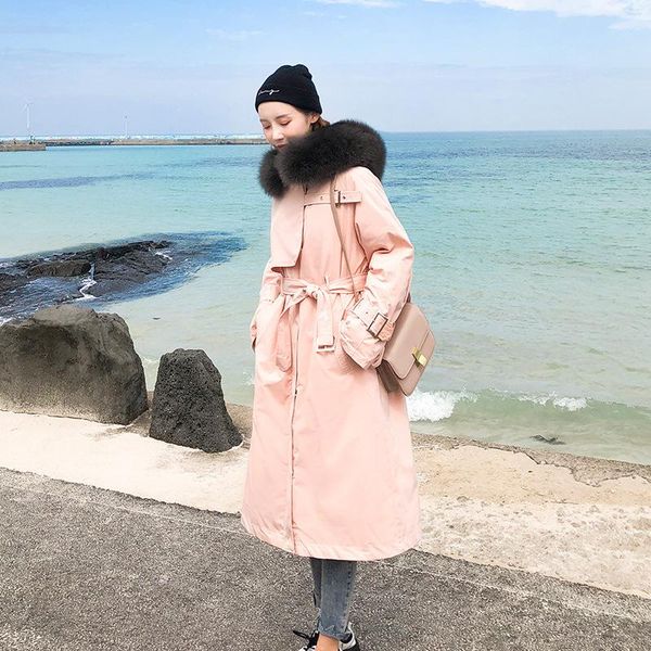 

women's down & parkas jacket 2021 temperament long knee-length fur collar european and american fashion loose casual coat 9801, Black