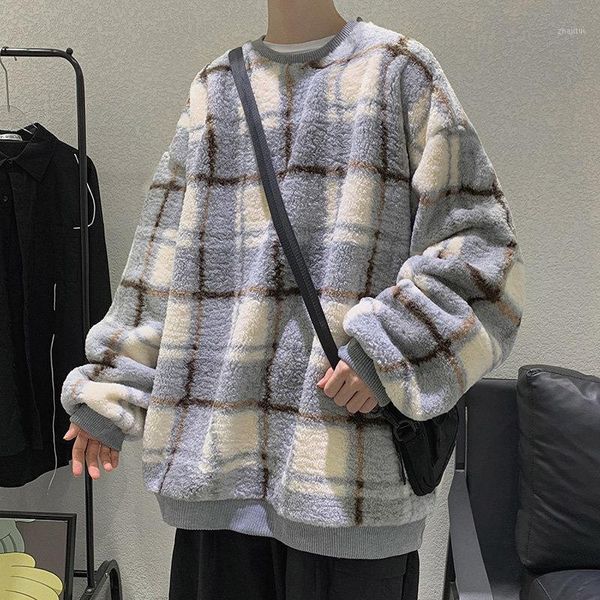 

men's hoodies & sweatshirts autumn plaid hoodie warm casual fashion korean sweatshirt men harajuku streetwear pullover mens, Black