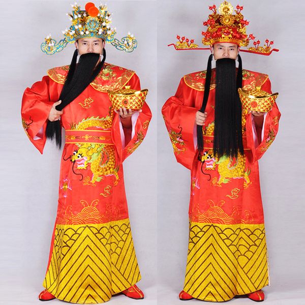 

adults size outfit carnival lucky character mammon costume the god of wealth man costume party celebrate robe set tv film costume, Red