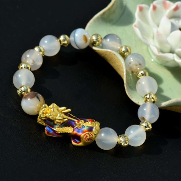 

strands selling anchor temperature sensitive color changing sand gold bracelet natural black and white water grass agate bracelet
