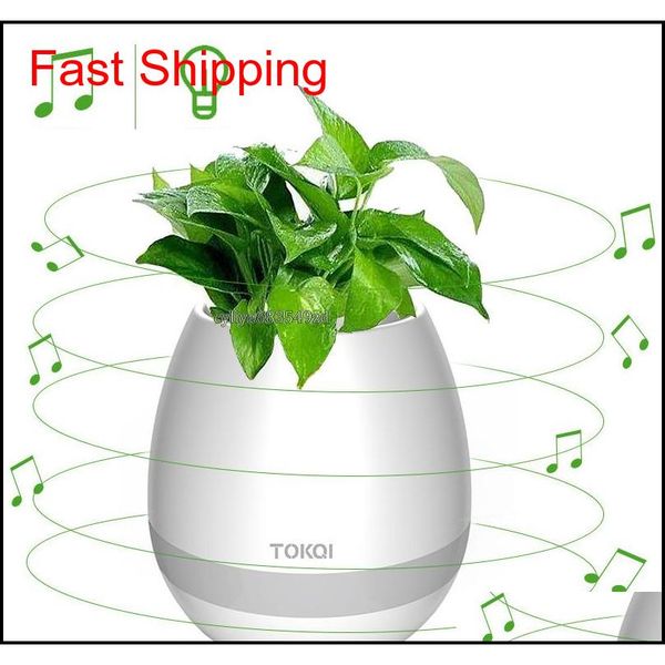 

tokqi bluetoth smart touch music flowerpots plant piano music playing wireless flowerpot colorful light flower pots ( qylmsb wphome