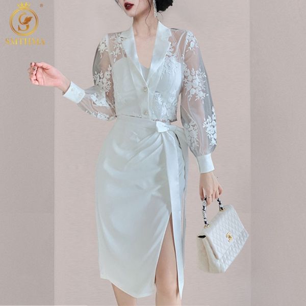 

casual dresses women 3 piece suits white long sleeve single-breasted +spaghetti strap vest and three skirt set z0mg, Black;gray