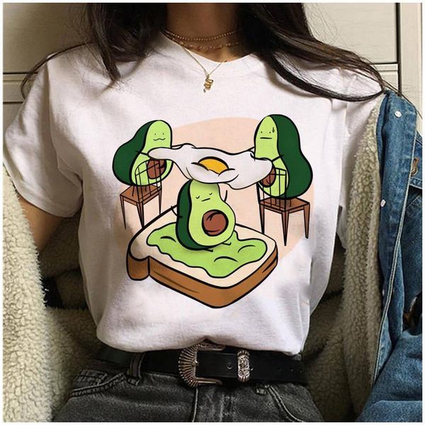 

new avocado vegan women t shirt ulzzang kawaii cartoon tshirt harajuku 90s graphic female short sleeve t-shirt summer clothes, White