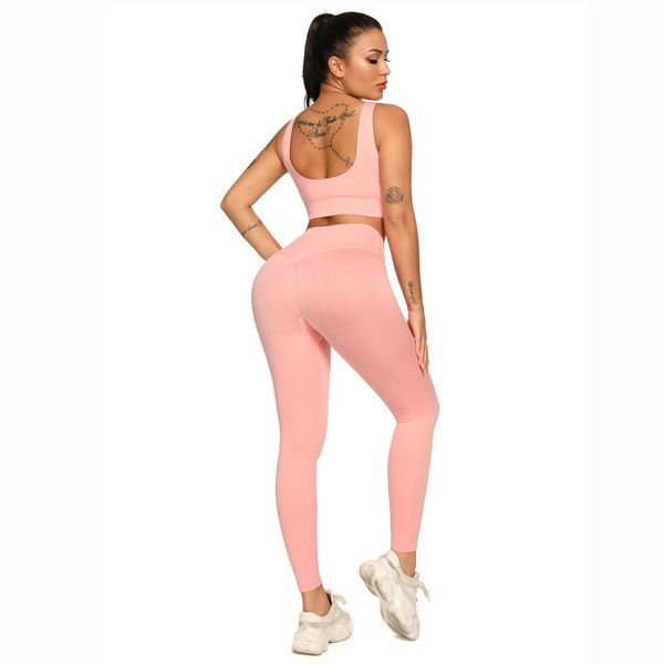 

seamless fitness yoga set knitted ribbed quick-drying yoga suit sports tight workout clothes for women bra+leggings 2 piece set, White;red