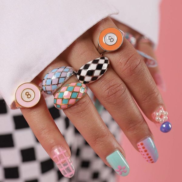 

ring jewelry creative trendy ins same color oil dripping no. 8 geometric, Silver