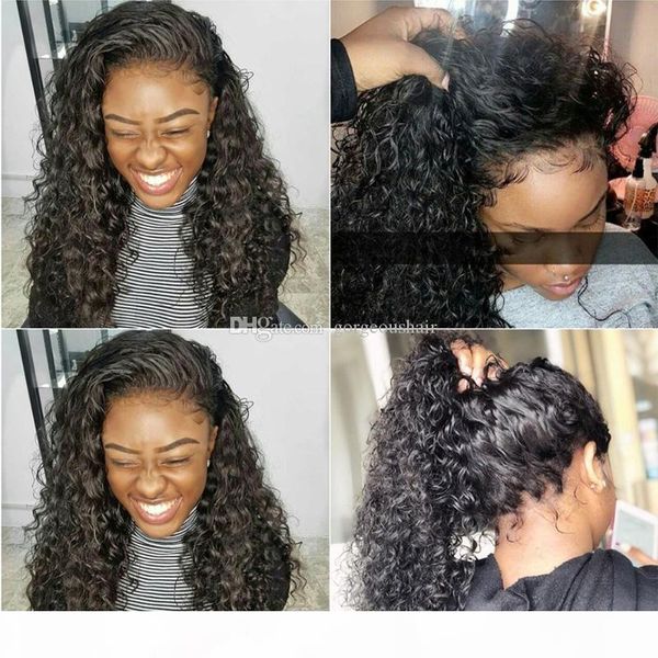 

new arrival virgin brazilian wet and wavy human hair fulll lace wigs water wave natural hairline front lace wigs with baby hair 130%, Black;brown