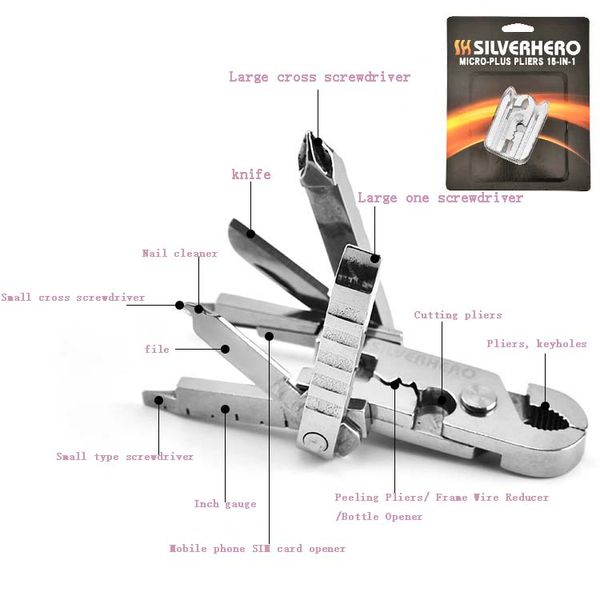 

multi-function outdoor tools edc mini clamp with key ring mobile phone card needle digital screwdriver ing