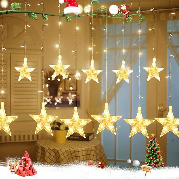 

strings 2.5m star curtain lights led fairy string garlands 220v eu for home party years christmas decoration