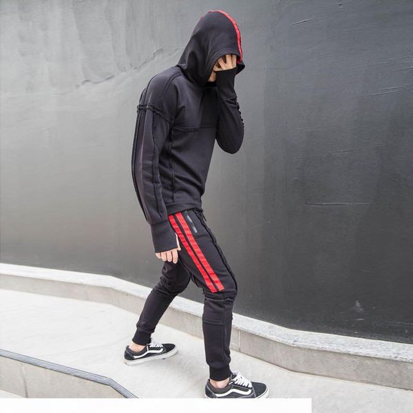 

stripe patchwork mens designer tracksuits fashion casual jogging and running hooded 2pc sets hip hop mens tracksuits, Gray