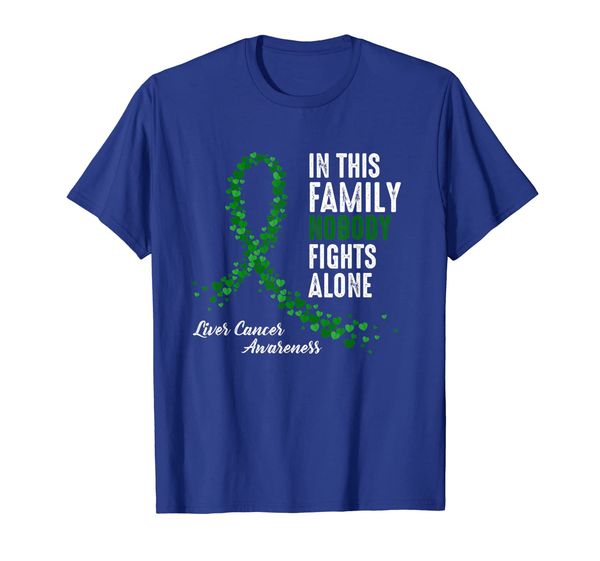 

in this family nobody fights alone liver cancer tshirt, White;black