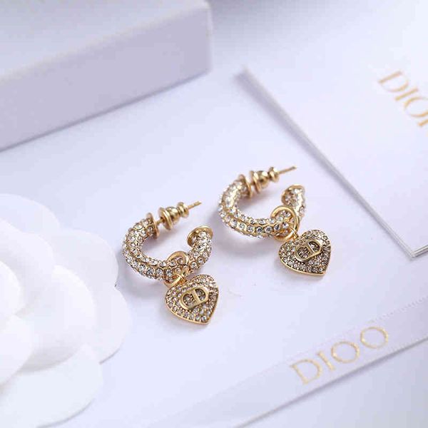

design jewelry 2021 new family earrings female hook love diamond earrings, Silver