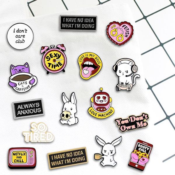 

pins, brooches creative trendy cartoon text oil drop brooch pin denim bag gift for friends men women fashion jewelry clothes decorati, Gray